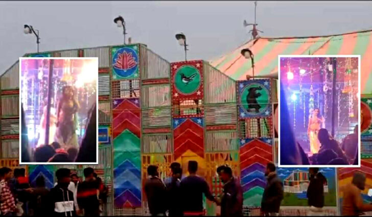 নওগাঁয় মেলায় চলছে যাত্রার নামে অশ্লীল নৃত্য