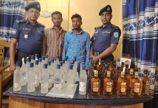 সুনামগঞ্জের তাহিরপুর এ মদের চালান সহ দুই মাদক কারবারি আটক