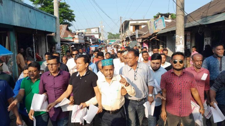 সুনামগঞ্জের তাহিরপুরে উপজেলা নির্বাচন বর্জনে বিএনপির লিফলেট বিতরণ