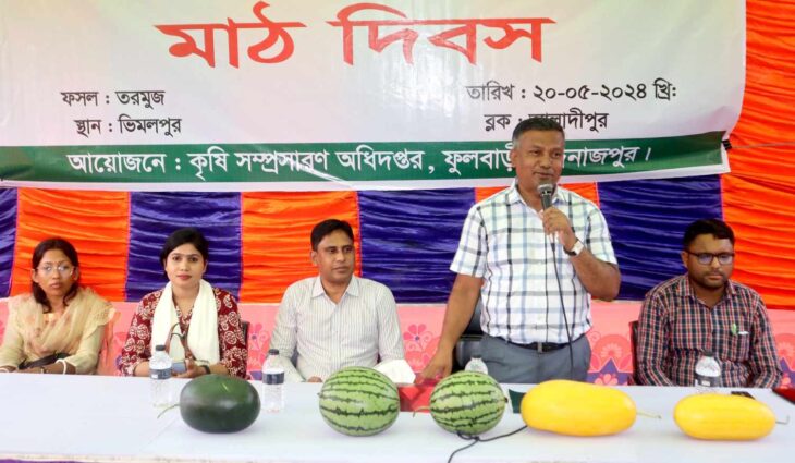 বাঁশের ঝাংঙিতে কালো,সবুজ ও হলুদ রঙের তরমুজ চাষে সফল কৃষক