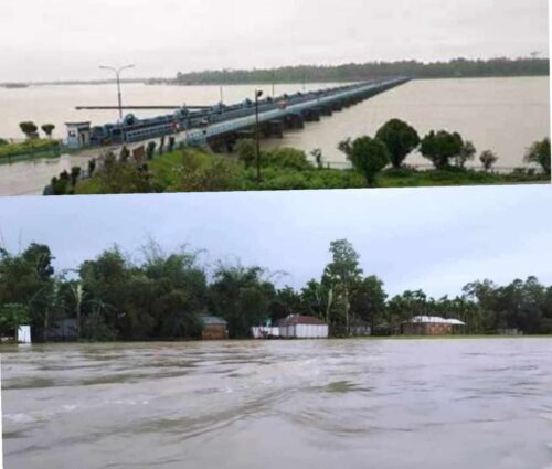 তিস্তার পানি বিপৎসীমার ওপর দিয়ে প্রবাহিত 