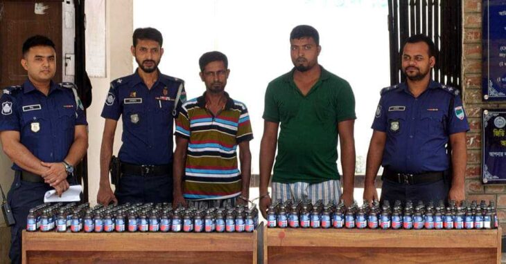 ঝিনাইদহে বিপুল পরিমাণ ফেন্সিডিলসহ ২ জন আটক,সবজি বোঝায় ট্রাক জব্দ