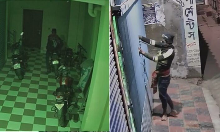 বগুড়ায় গেটের তালা ভেঙে পুলিশ সদস্যের মোটরসাইকেল চুরি