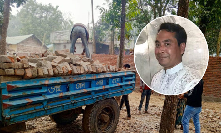 নীলফামারীতে এবার স্কুলের ইট চুরি করলেন সেই আ.লীগ নেতা