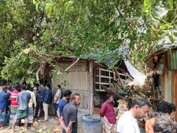 কুড়িগ্রামে কালবৈশাখী ঝড়ে বটগাছ ভেঙ্গে দোকান ঘর বিধ্বস্ত