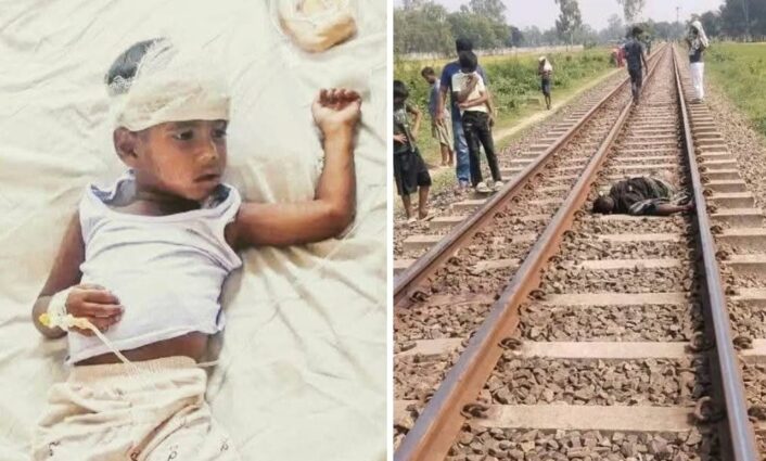 বিরামপুরে ট্রেনের ধাক্কায় বাবার মৃত্যু ছেলে হাসপাতালে