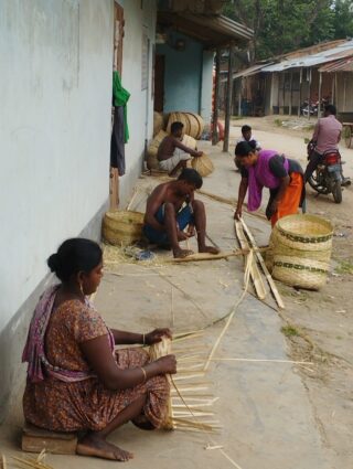 বাঁশের খাঁচি তৈরিতে ব্যস্ত মাহালি সম্প্রদায়