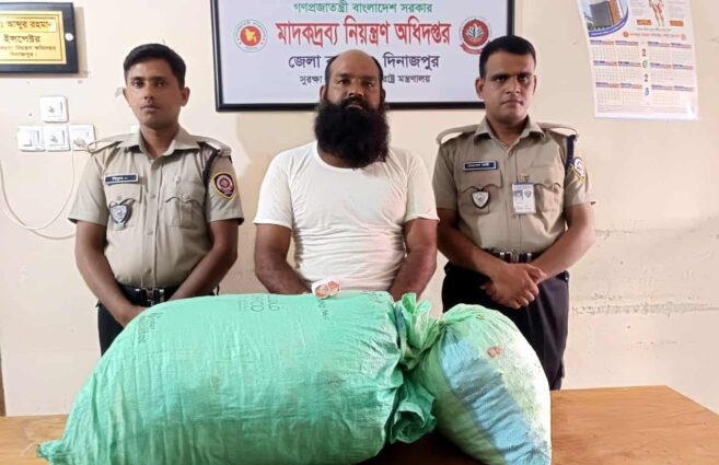 দিনাজপুরে অভিযানে ১৫ কেজি গাঁজা এবং ৩৬০ পিস ইয়াবাসহ আটক-১