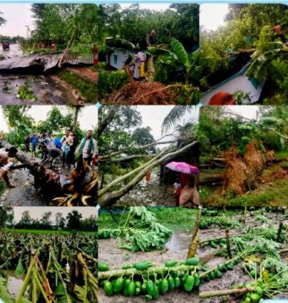 প্রবল ঝড়ে লণ্ডভণ্ড নওগাঁর তিন উপজেলা,বজ্রাঘাতে জেলের মৃত্যু