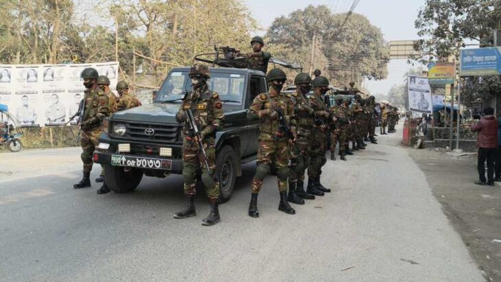 পঞ্চগড়ে নাশকতা এড়াতে সেনাবাহিনীর বিশেষ মহড়া।